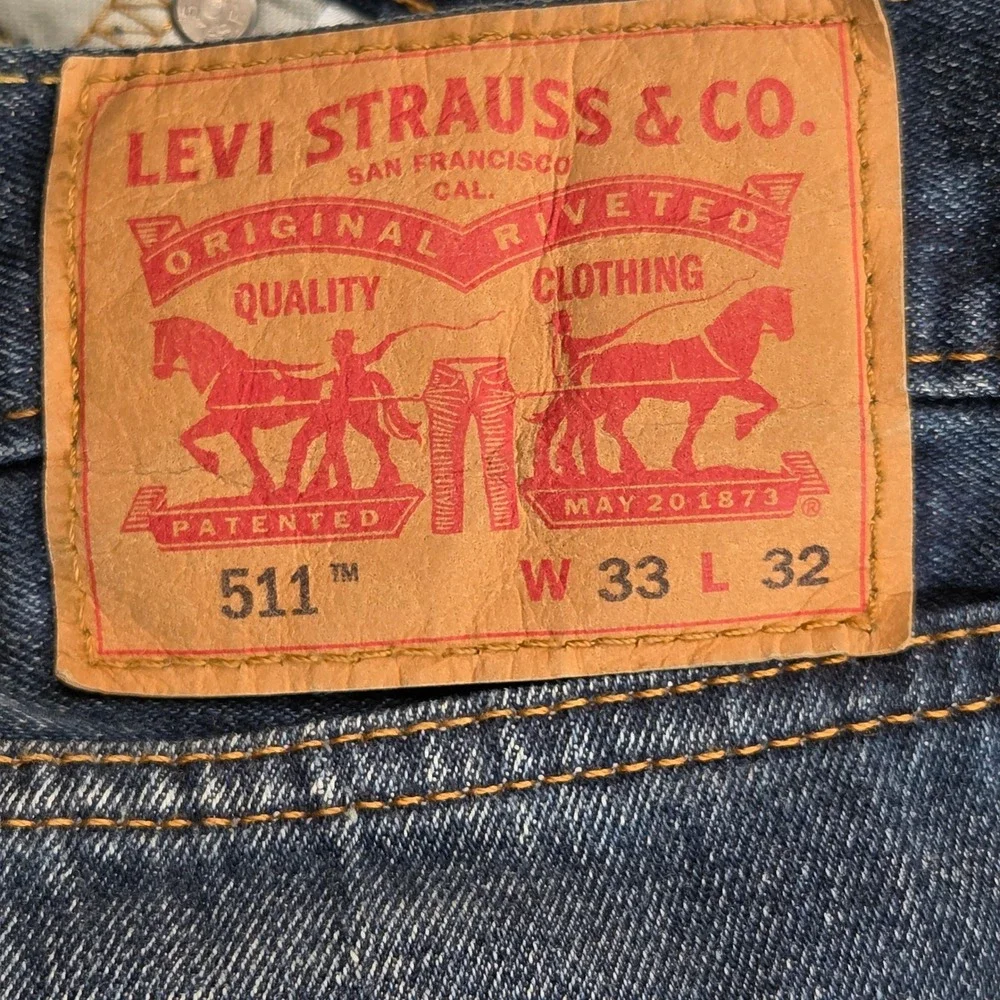 Levis 511 Jeans Mens W33 L32 Blue Slim Fit Distressed Medium Wash 04511-2305